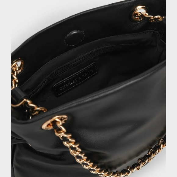 Charles & Keith Black Shoulder Bag with Gold Chain - Picture 12 of 15
